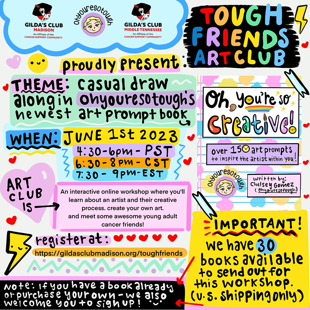 Tough Friends Art Club June 2023 - click here to learn more and register